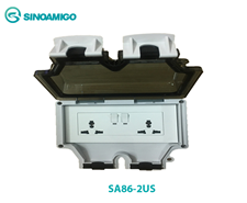 Hộp ổ cắm điện đa năng chống nước ngoài trời Sinoamigo SA86-2US chính hãng