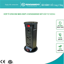 Hộp ổ điện âm bàn bếp SINOAMIGO SMT-4 đóng mở tự động, tích hợp sạc không dây 15W cao cấp