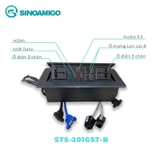 Hộp ổ điện âm bàn đa năng Sinoamigo STS-201GST-B màu đen