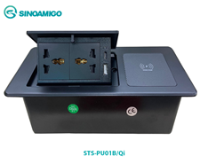 Hộp ổ điện âm bàn Sinoamigo STS-PU01B/QI + sạc không dây màu đen