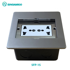 Hộp ổ điện âm sàn nắp trượt Sinoamigo SFP-1S mầu bạc chính hãng