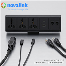 Hộp Ổ Điện Trên Mặt Bàn Novalink NV-DP302UC Tích Hợp Điện Mạng USB chính
