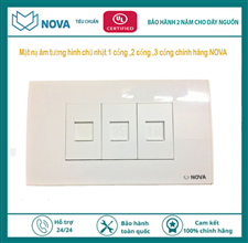 Mặt nạ âm tường hình chữ nhật 3 cổng NOVA  NV-21003W tích hợp nhiều model khác nhau