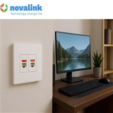 Mặt ổ cắm mạng 2 cổng hình vuông Novalink | Faceplate Kit chính hãng, thẩm mỹ cao