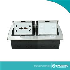 Ổ âm bàn, âm sàn đôi  SPU-52S lắp rj45, rj1  bằng thép không gỉ chống nước IP44 cao cấp