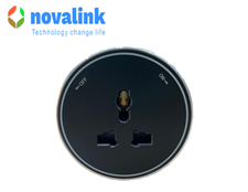 Ổ Cắm 3 Chấu Đa Năng 13A Dùng Cho Power Track Novalink - Viền Nhôm + Đèn LED