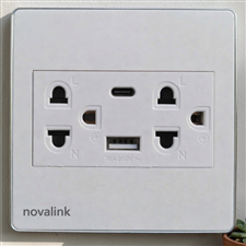 Ổ cắm điện âm tường  Novalink tích hợp USB-C USB-A sạc nhanh PD 20W, 2 ổ cắm 220V chính hãng