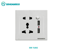 Ổ cắm điện sinoamigo SW-1UAS 2 cổng đa năng + 2 cổng Sạc USB