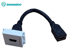 Ổ cắm HDMI nối dài 20cm Sinoamigo chuẩn Wide lắp âm sàn, âm bàn, âm tường