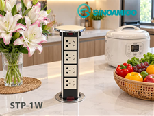 Ổ Điện Âm Bàn Bếp Nâng Hạ Sinoamigo STP-1W Trắng Ngà Cao Cấp