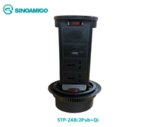 Ổ điện âm bàn đa năng SINOAMIGO STP-2AB/2Pub+Qi mầu đen cao cấp