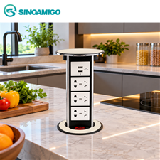 Ổ Điện Âm Bàn Đảo Sinoamigo STP-1W Trắng Ngà Cao Cấp Chính Hãng
