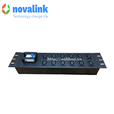 Thanh nguồn, PDU 12 ổ C13 NOVALINK NV-66207 | Có attomat bảo vệ 16A, gắn tủ rack chính hãng