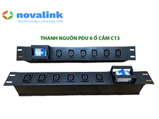 Thanh nguồn PDU 6 cổng C13 Novalink NV-66205A chuẩn 19 inch chuyên dùng cho tủ mạng