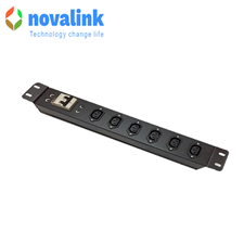 Thanh nguồn PDU 6 ổ cắm C13 16A NOVALINK NV-66205  Lắp tủ rack, có attomat bảo vệ