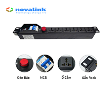 Thanh nguồn PDU 6 ổ cắm đa năng,16A NOVALINK NV-66201 chính hãng