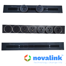 Thanh Ray Ổ Điện Âm Tường/Bàn Novalink KZ02-04B 60cm Đen | Chính Hãng